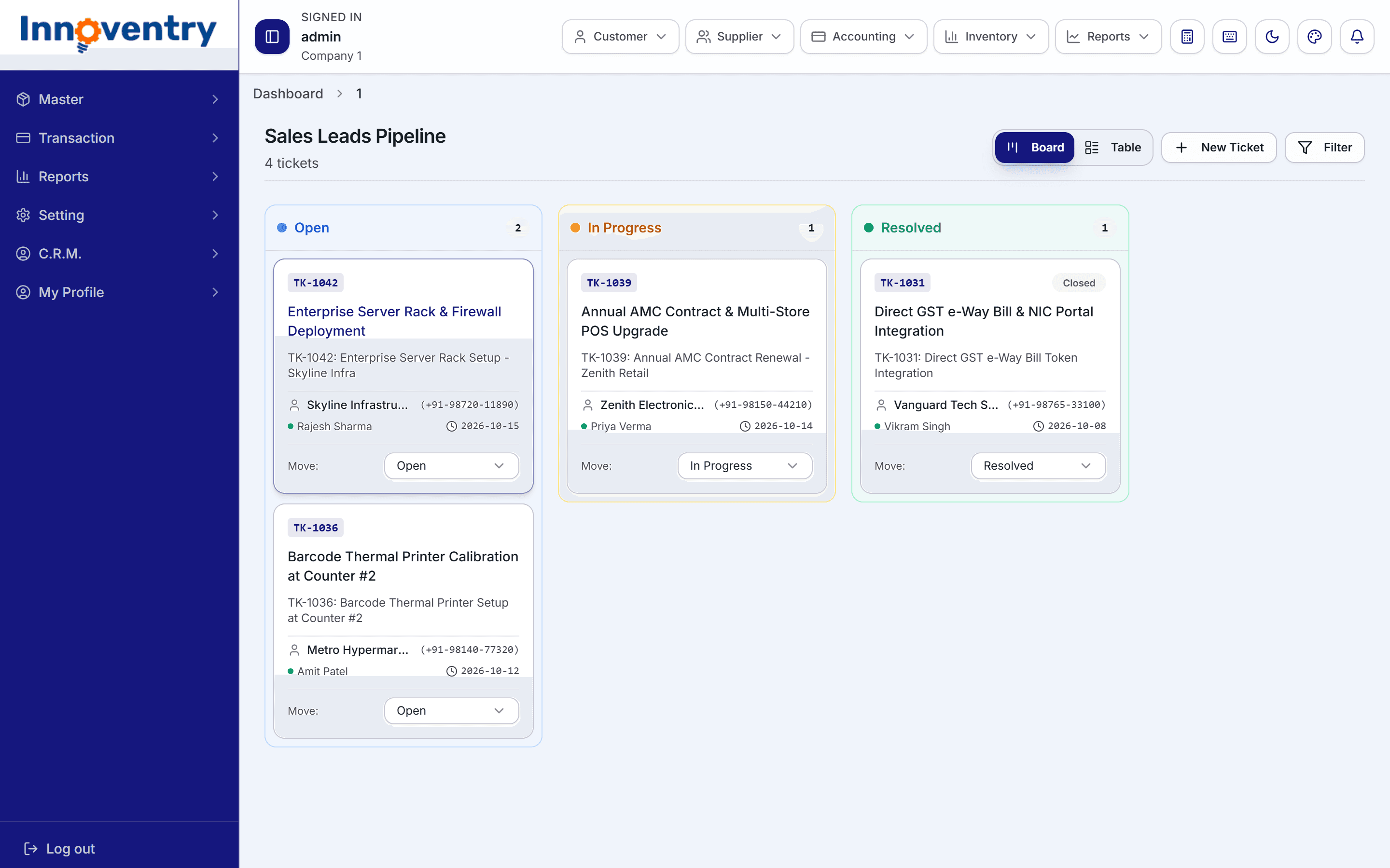 Sales Leads Pipeline and CRM Kanban Board