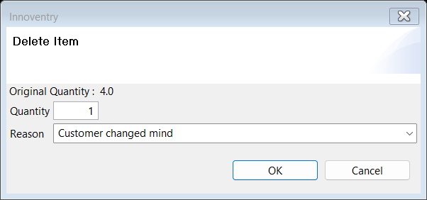 Delete Order Item Cancellation Reason Dialog